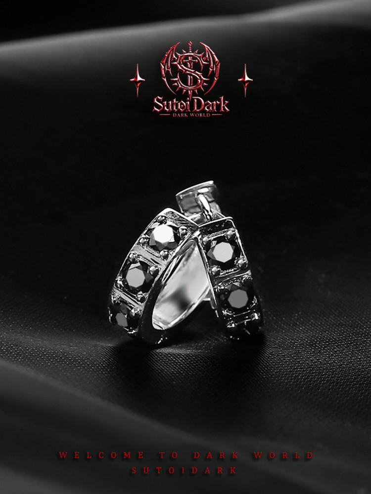 [Dream] 925 Silver Earrings for Men - Premium Black Moissanite Studs, Piercing-Friendly Unique Jewelry