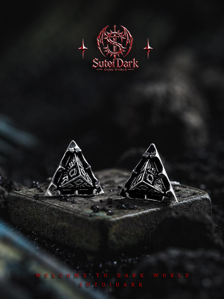 [Retrace] Dark Style 925 Silver Stud Earrings for Men - Premium Unique Vintage Triangle Jewelry