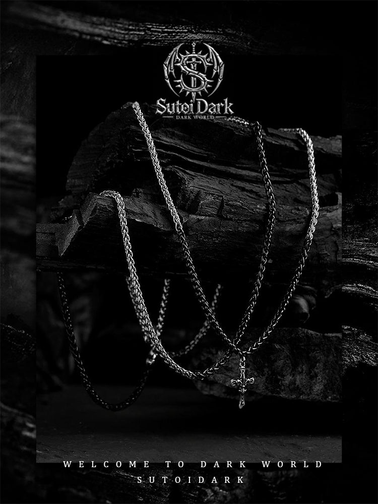 [Remember] Unique Vintage Cross Pendant Titanium Steel Necklace for Men - Premium Sweater Chain Jewelry