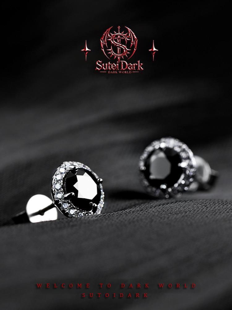 [Daylight] Original Black Moissanite 925 Silver Single Stud Earring for Men - Piercing-Friendly Birthday Gift