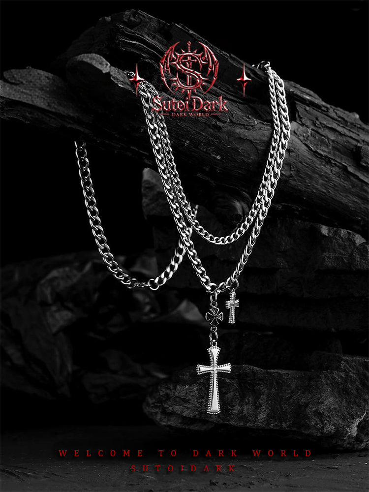 [Arrival] Cross Necklace for Men - Unique Design Titanium Steel Pendant Sweater Chain Jewelry, Trendy and Versatile