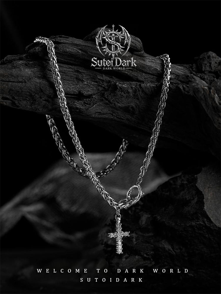 [Destiny] Unique Design Titanium Steel Cross Necklace for Men - Trendy Premium Sweater Chain, Personalized Versatile Jewelry