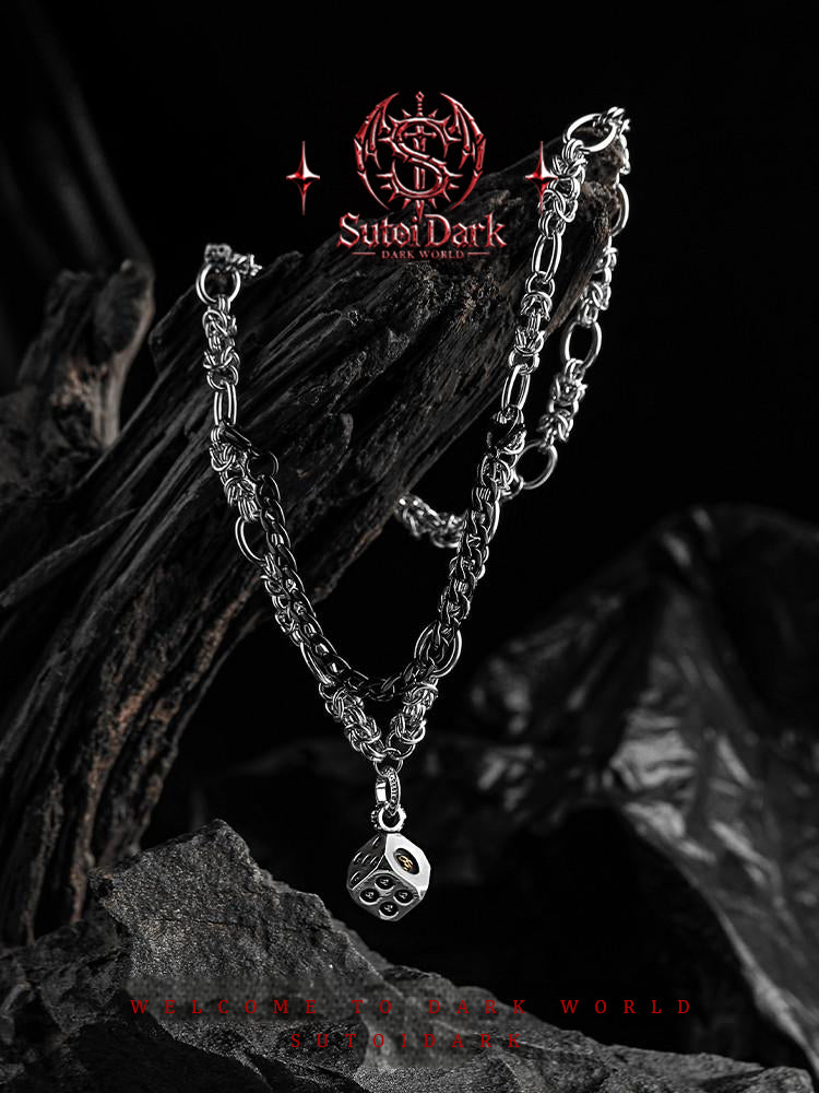 [The Duel] Men's Necklace with Unique Design - Trendy Versatile Dice Pendant Sweater Chain Jewelry Gift