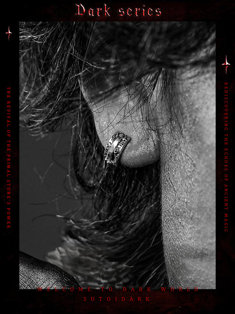 [Apocalypse Mark] 925 Silver Earrings for Men - European Vintage Cross Punk Style Ear Cuffs, Unique Jewelry