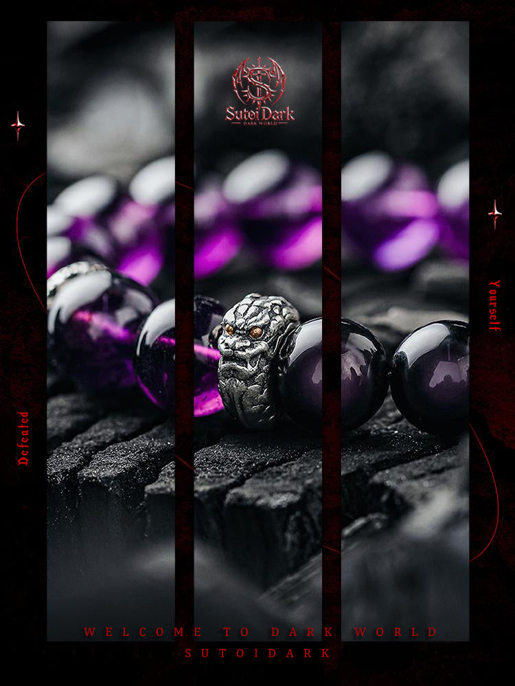 [Thunder Dragon] Obsidian Bracelet for Men - Premium V INtage Amethyst Beaded Bracelet, Zodiac Year Gift